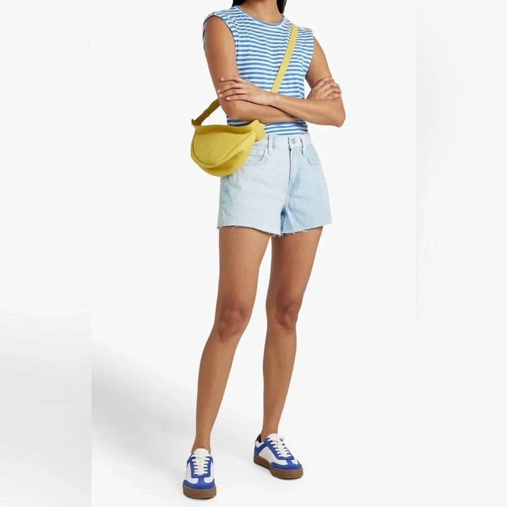 FRAME cut off raw hem Le Brigette Split screen shorts